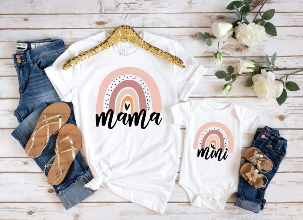 Personalized t shirt and onesie for thoughtful Mother's Day gifts